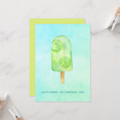 Carte de vœux estivale Popsicle aquarelle (Devant/Arrière en situation)