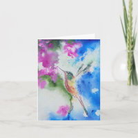 Carte de vœux et note florale de colibri de jardin