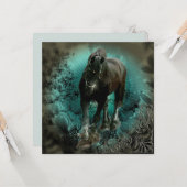 Carte de vœux Étalon Frison (Devant/Arrière en situation)