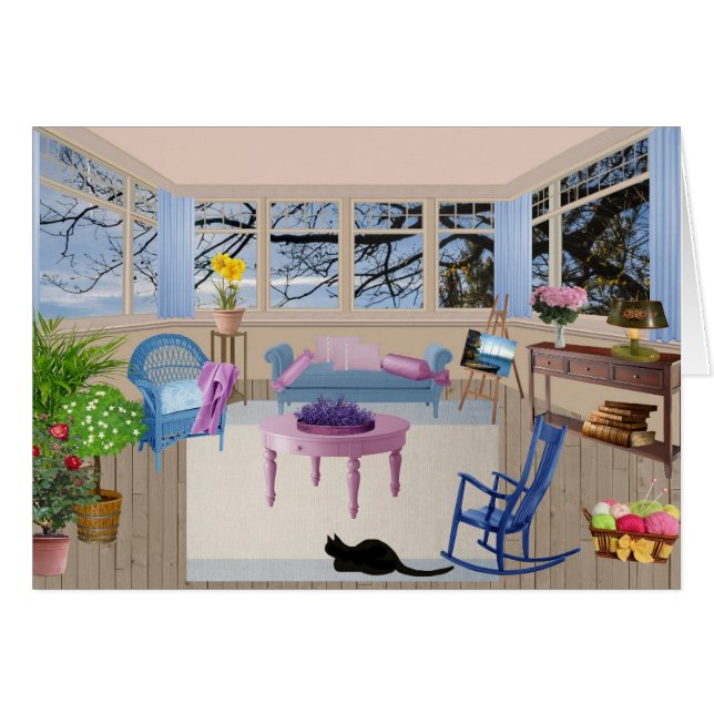 carte de voeux été cottage (Devant horizontal)
