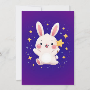 Carte de vœux étoile de lapin mignon
