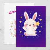 Carte de vœux étoile de lapin mignon (Devant / Derrière)