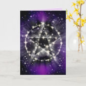 Carte de vœux étoiles et pentagramme (Fleur jaune)