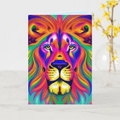 carte de voeux face lion (Fleur jaune)