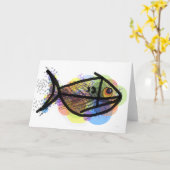 CARTE DE VOEUX FÂCHÉE DE POISSONS (Fleur jaune)