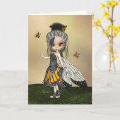 Carte de voeux "Fae papillon" (Fleur jaune)