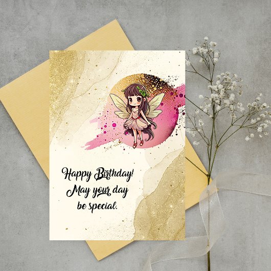Carte de voeux Fairy Flat Anniversaire