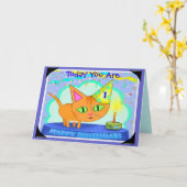 Carte de voeux faite sur commande de chat (Fleur jaune)