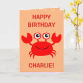 Carte de voeux faite sur commande de crabe heureux (Fleur jaune)