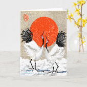 Carte de voeux faite sur commande de grues (Fleur jaune)