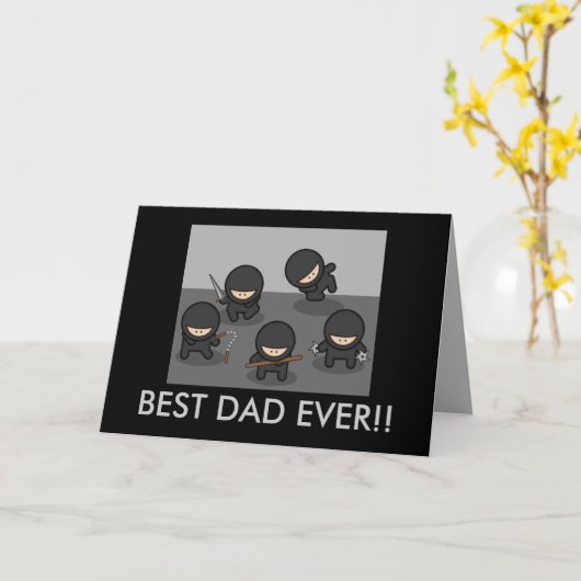 Carte de voeux faite sur commande de Ninja de fête (Fleur jaune)