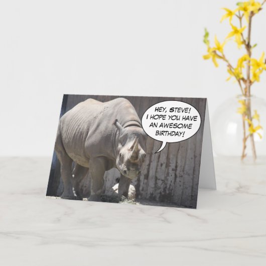 Carte de voeux faite sur commande de rhinocéros (Fleur jaune)