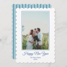 Carte de vœux familiale année nouvelle bleue pré é