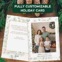 Carte de vœux familiale botanique de Noël avec pho