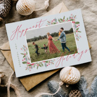 Carte de vœux familiale de Noël Fun Holly