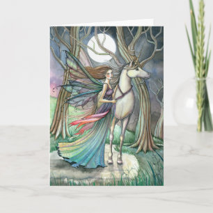 Carte de vœux fantaisie licorne féerique vierge