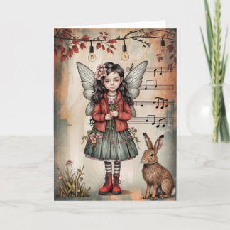 Carte de vœux fantaisiste à motif de fleurs