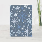 Carte de vœux fantaisiste flocon de neige en bleus (Devant)