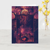 Carte de vœux fantôme maison - Carte de vœux vierg (Fleur jaune)