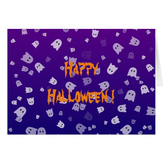 Carte de vœux fantômes d'Halloween (Devant horizontal)