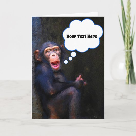 Carte de vœux faune visage drôle de chimpanzé (Devant)