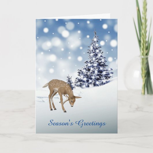 Carte de voeux Fawn Deer in Snow Holiday (Devant)