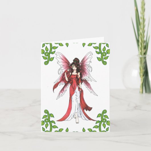 Carte de vœux fée grenat (Devant)