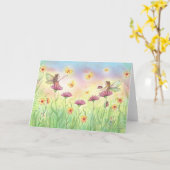 Carte de voeux Fée Soeurs (Fleur jaune)