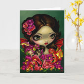 Carte de voeux féerique de "muflier" (Fleur jaune)