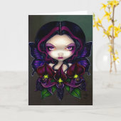 Carte de voeux féerique "d'orchidée noire" (Fleur jaune)