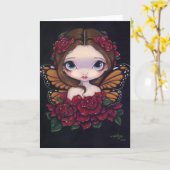 " Carte de voeux féerique "rose (Fleur jaune)