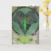 Carte de voeux féerique verdoyante de lune (Fleur jaune)