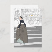 Carte de voeux femme Hanbok moderne (Devant / Derrière)
