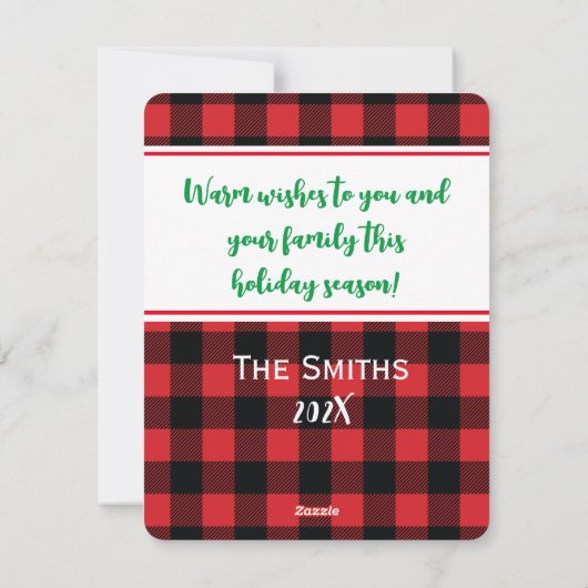 Carte de vœux festive à carreaux Holly Jolly (ajou (Dos)