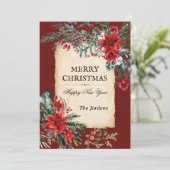 Carte de vœux festive à florale de Noël classique (Debout devant)