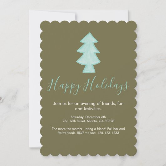 Carte de vœux festive à motif d'arbre esquissé à l (Devant)