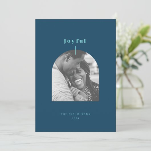 Carte de vœux festive à photo en arc (Debout devant)