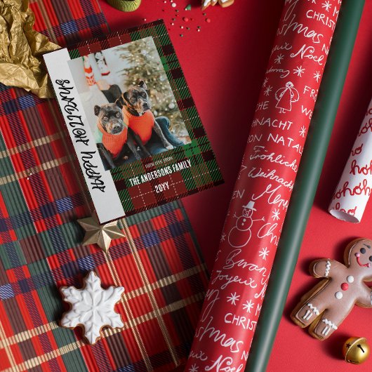 Carte de vœux festive à plaid de Buffalo