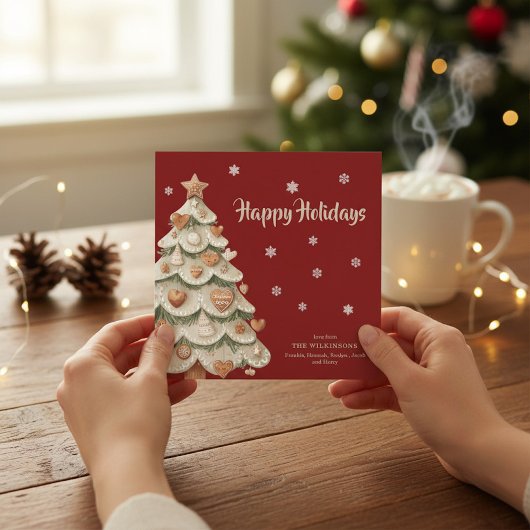 Carte de vœux festive arbre pain d'épices de Noël