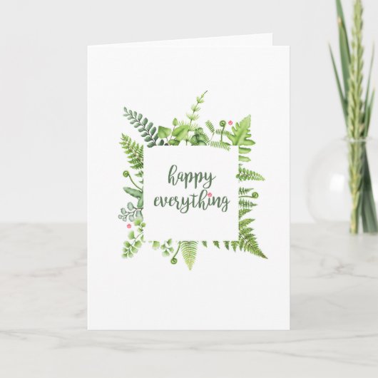 Carte de vœux festive avec feuilles vertes (Devant)