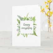 Carte de vœux festive avec feuilles vertes (Fleur jaune)