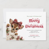 Carte de vœux festive bébé renne de vacances (Devant)