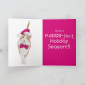 Carte de vœux festive - Chat branché (Intérieur)