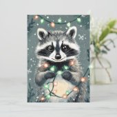Carte de voeux Festive Christmas Racoon (Debout devant)