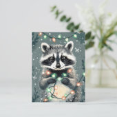 Carte de voeux Festive Christmas Racoon (Debout devant)