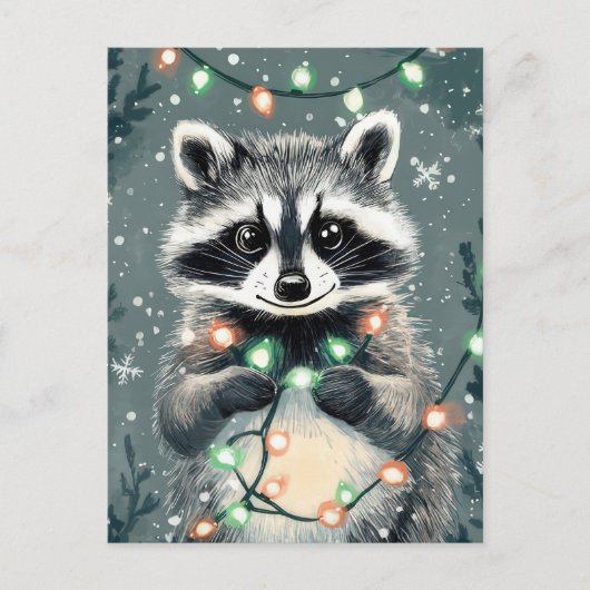 Carte de voeux Festive Christmas Racoon (Devant)