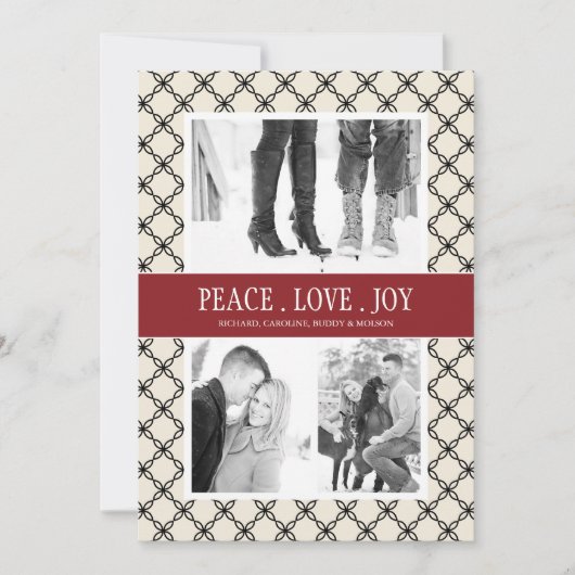 Carte de vœux festive Classy Peace Love Joy (Devant)