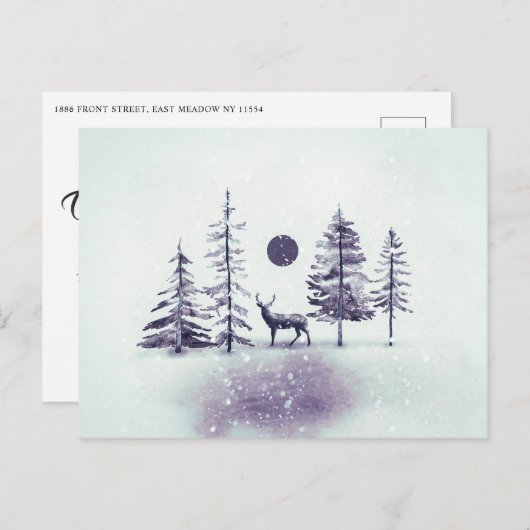 Carte de vœux festive d'art de Noël de renne minim (Devant / Derrière)