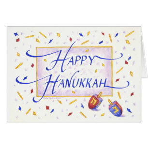 Carte de vœux festive de Hanukkah avec toupies
