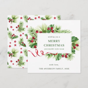 Carte de vœux festive de Noël avec baie de houx